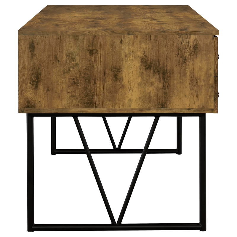 Pemberly Row 63-Inch 4-Drawer Engineered Wood Writing Desk in Rustic Nutmeg