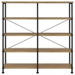 Pemberly Row Engineered Wood 63-Inch 4-Shelf Double Bookshelf in Brown