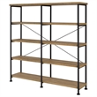 Pemberly Row Engineered Wood 63-Inch 4-Shelf Double Bookshelf in Brown