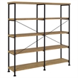 Pemberly Row Engineered Wood 63-Inch 4-Shelf Double Bookshelf in Brown