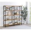 Pemberly Row Engineered Wood 63-Inch 4-Shelf Double Bookshelf in Brown