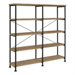 Pemberly Row Engineered Wood 63-Inch 4-Shelf Double Bookshelf in Brown