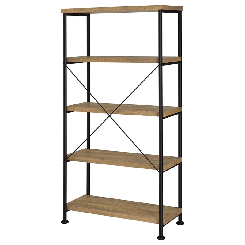 Pemberly Row Engineered Wood 63-Inch 4-Shelf Bookshelf in Brown