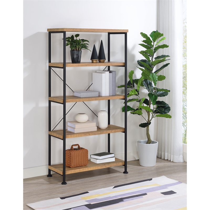 Pemberly Row Engineered Wood 63-Inch 4-Shelf Bookshelf in Brown