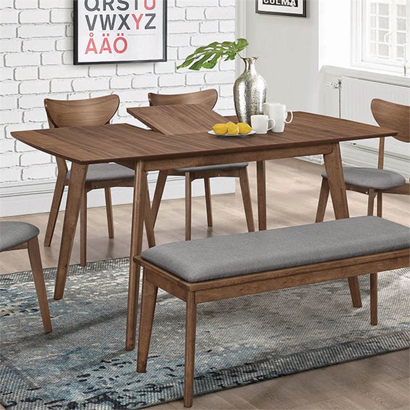Pemberly Row 63-Inch Extension Leaf Dining Table in Natural Walnut