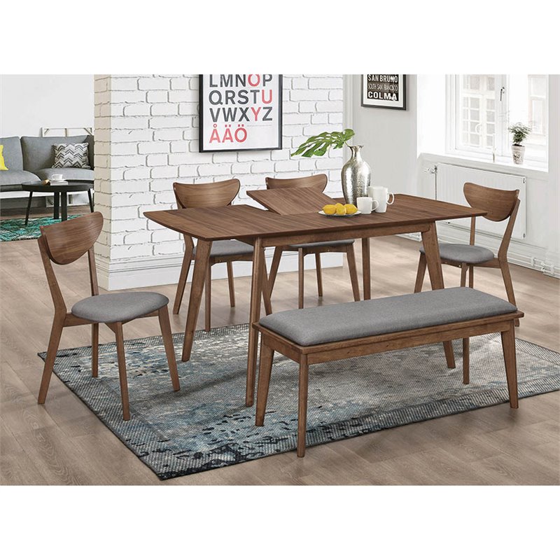 Pemberly Row 63-Inch Extension Leaf Dining Table in Natural Walnut