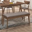 Pemberly Row Upholstered Dining Bench in Grey and Natural Walnut