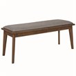 Pemberly Row Upholstered Dining Bench in Grey and Natural Walnut