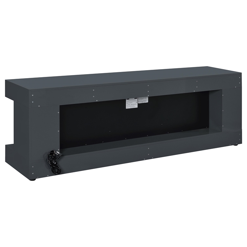 Pemberly Row TV Stand Fireplace with Bluetooth Speaker in Gray High Gloss