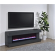 Pemberly Row TV Stand Fireplace with Bluetooth Speaker in Gray High Gloss