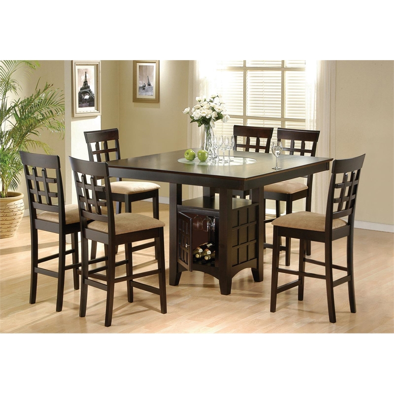 Pemberly Row 7-piece Square Counter Height Dining Set in Cappuccino