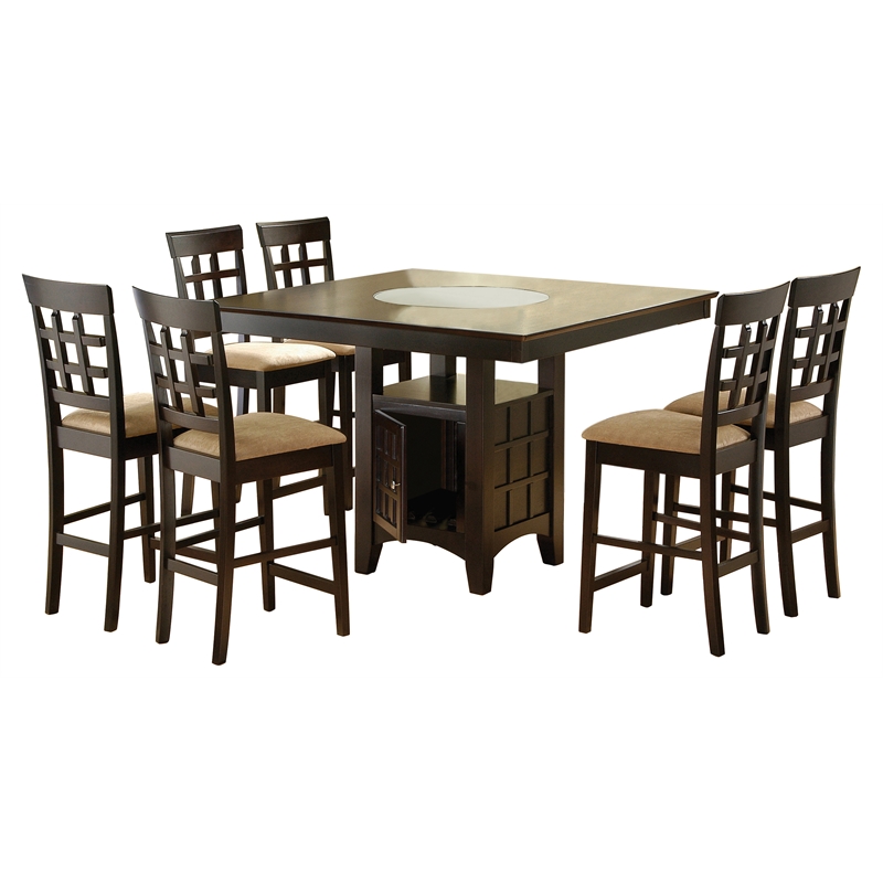 Pemberly Row 7-piece Square Counter Height Dining Set in Cappuccino