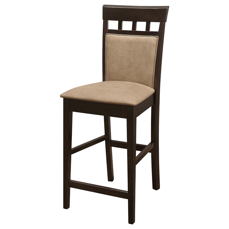 Pemberly Row Upholstered Closed Back Counter Chair Set of 2 in Cappuccino