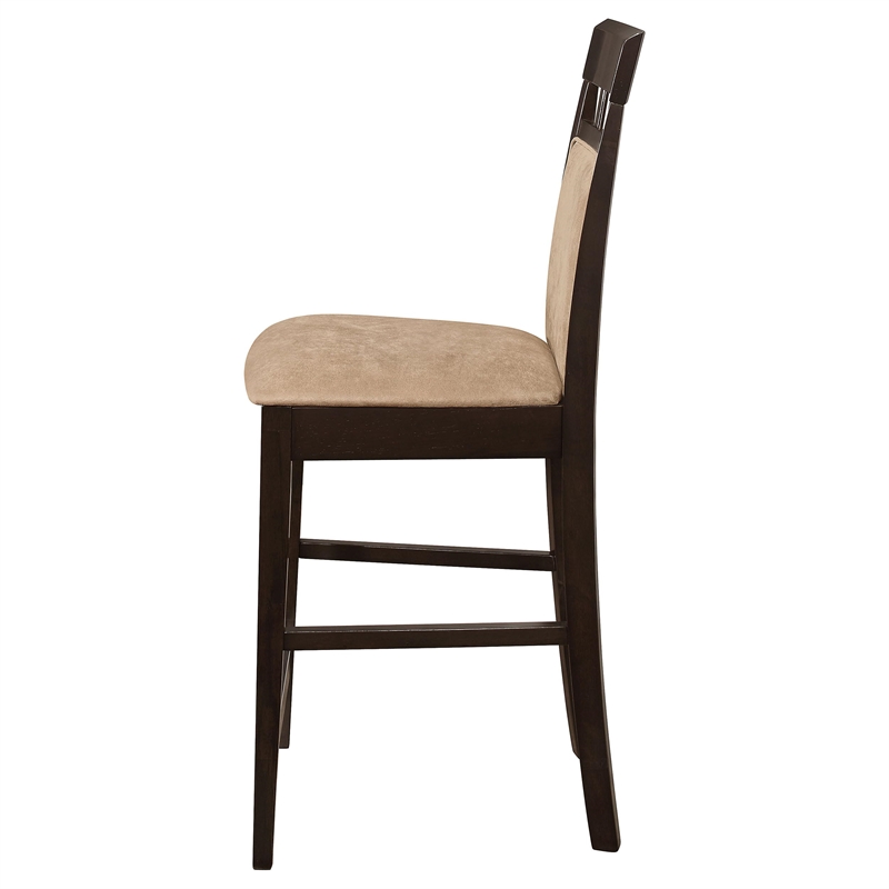 Pemberly Row Upholstered Closed Back Counter Chair Set of 2 in Cappuccino