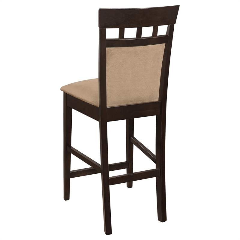 Pemberly Row Upholstered Closed Back Counter Chair Set of 2 in Cappuccino