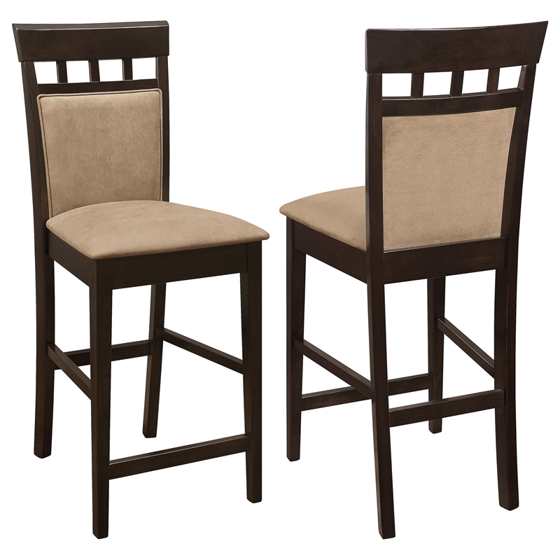 Pemberly Row Upholstered Closed Back Counter Chair Set of 2 in Cappuccino
