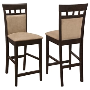 Pemberly Row Upholstered Closed Back Counter Chair Set of 2 in Cappuccino