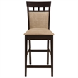 Pemberly Row Upholstered Closed Back Counter Chair Set of 2 in Cappuccino