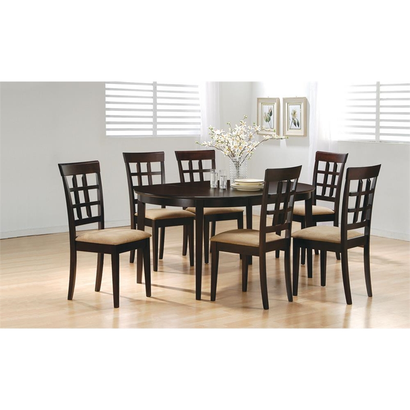 Pemberly Row Lattice Back Dining Side Chair Set of 2 in Cappuccino