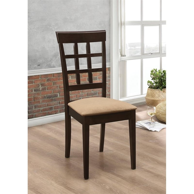 Pemberly Row Lattice Back Dining Side Chair Set of 2 in Cappuccino