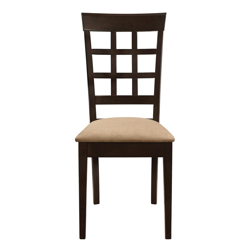 Pemberly Row Lattice Back Dining Side Chair Set of 2 in Cappuccino