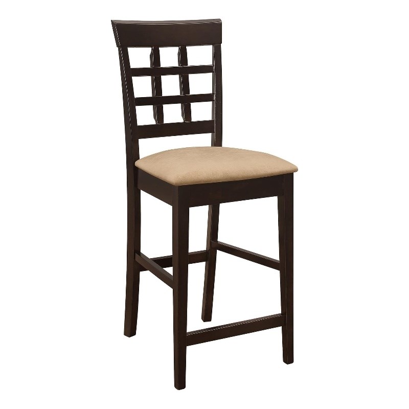 Pemberly Row Lattice Back Counter Chair Set of 2 in Cappuccino