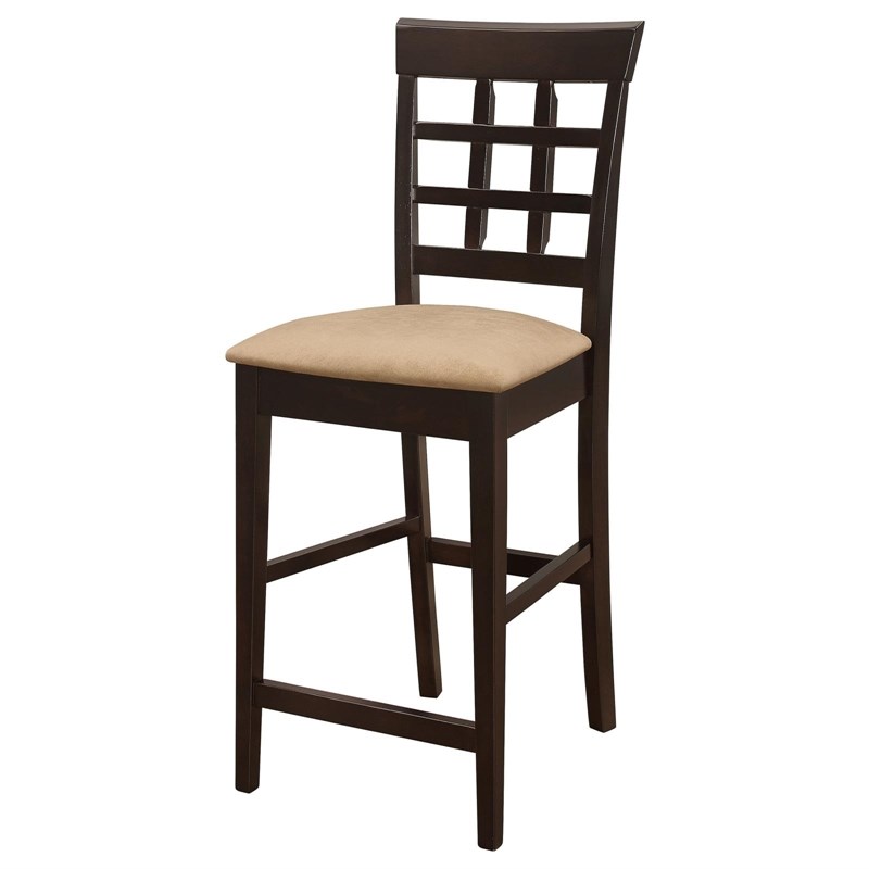 Pemberly Row Lattice Back Counter Chair Set of 2 in Cappuccino
