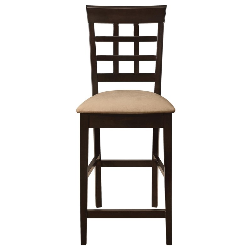 Pemberly Row Lattice Back Counter Chair Set of 2 in Cappuccino