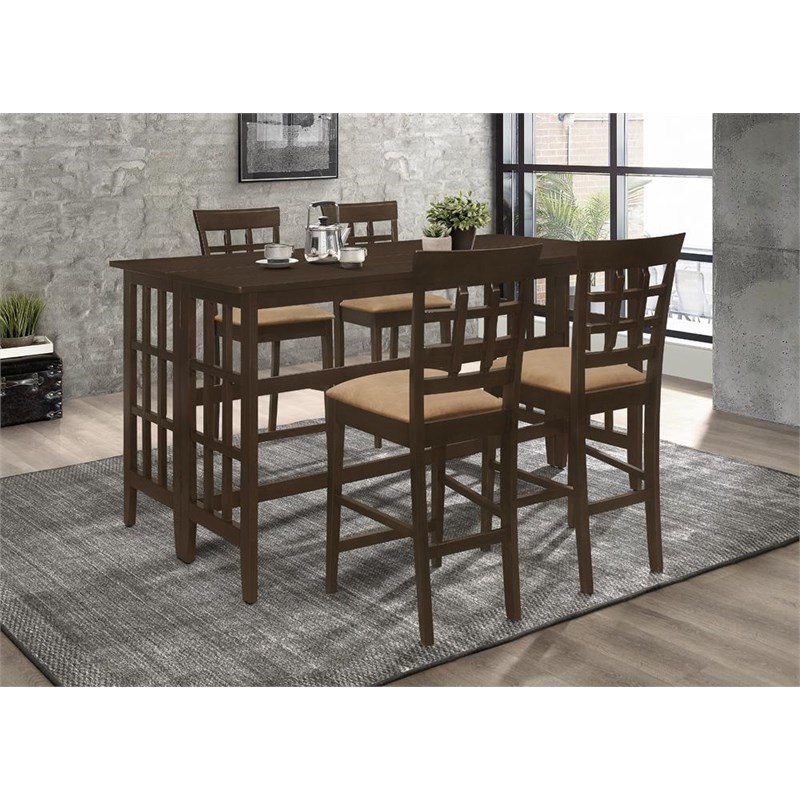 Pemberly Row Lattice Back Counter Chair Set of 2 in Cappuccino