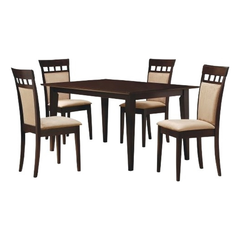 Pemberly Row 5-piece Cushion Back 59-inch Dining Set in Cappuccino