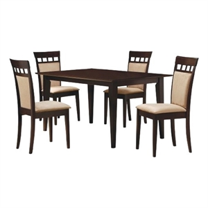 Pemberly Row 5-piece Cushion Back 59-inch Dining Set in Cappuccino