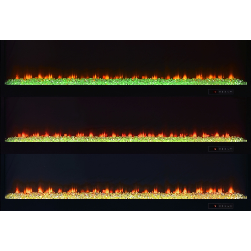 Pemberly Row TV Stand Fireplace with Bluetooth Speaker in Black High Gloss