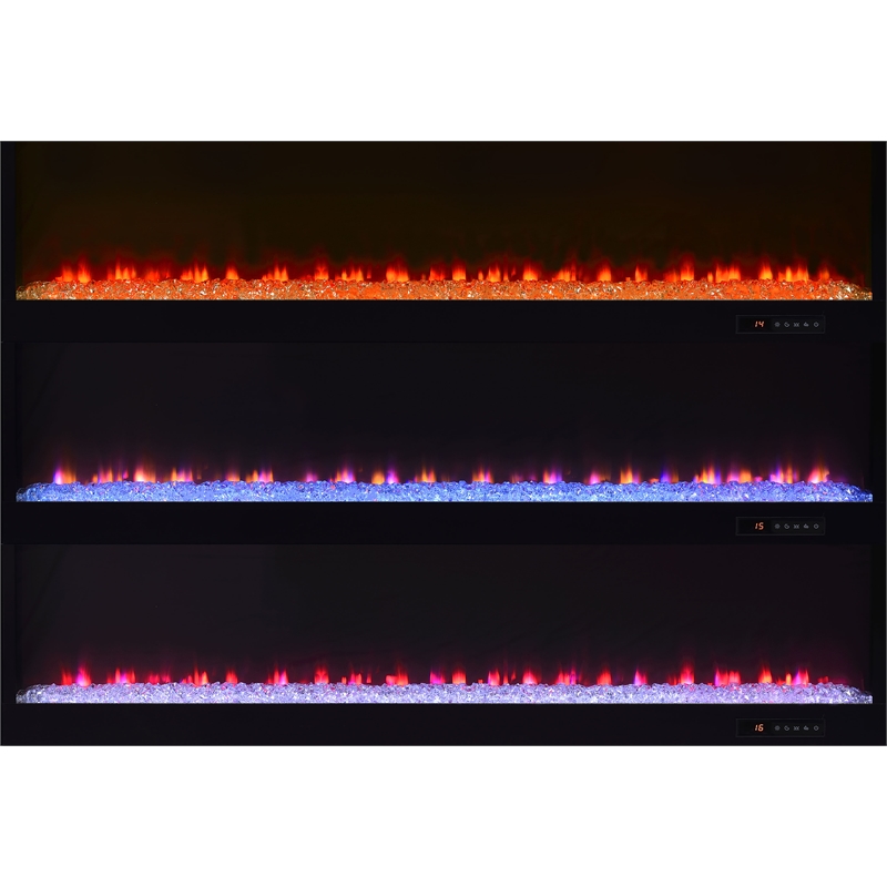 Pemberly Row TV Stand Fireplace with Bluetooth Speaker in Black High Gloss