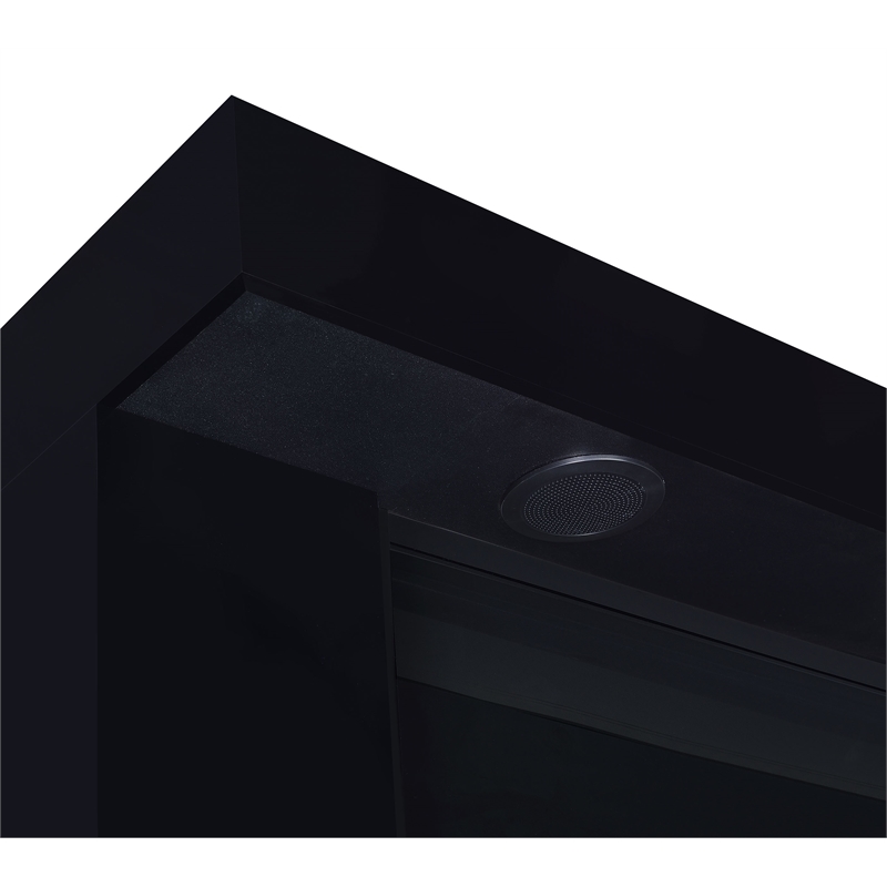 Pemberly Row TV Stand Fireplace with Bluetooth Speaker in Black High Gloss
