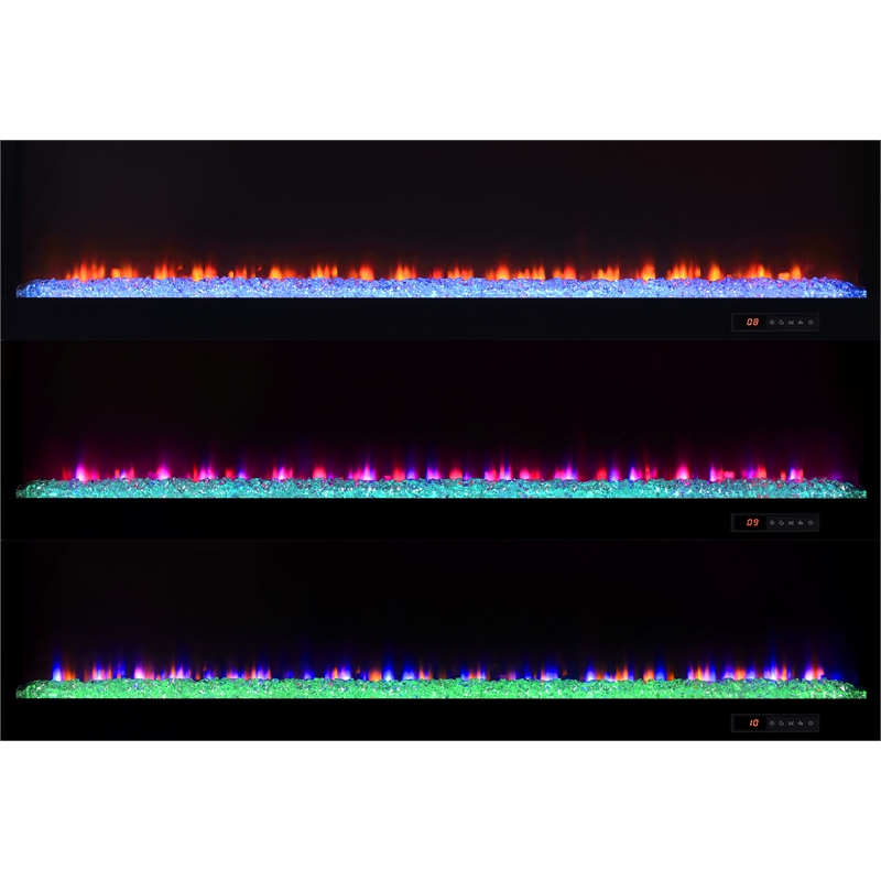 Pemberly Row TV Stand Fireplace with Bluetooth Speaker in Black High Gloss