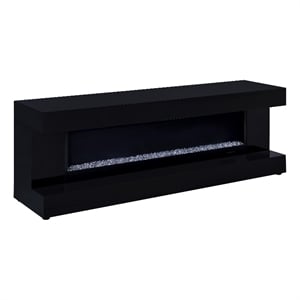 Pemberly Row TV Stand Fireplace with Bluetooth Speaker in Black High Gloss