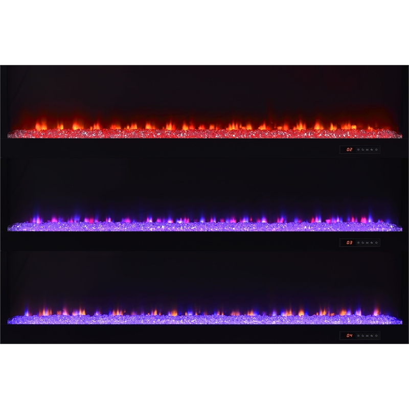 Pemberly Row TV Stand Fireplace with Bluetooth Speaker in White High Gloss