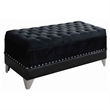 Pemberly Row Velvet Upholstered Tufted Storage Bench in Black