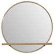 Pemberly Row Round Wood Dresser Mirror with Jewelry Tray in Sand Wash
