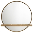 Pemberly Row Round Vanity Wall Mirror with Shelf in Sand Wash