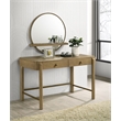 Pemberly Row Round Vanity Wall Mirror with Shelf in Sand Wash