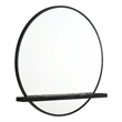 Pemberly Row Round Dresser Wall Mirror with Jewelry Tray in Black
