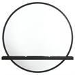 Pemberly Row Round Vanity Wall Mirror with Jewelry Tray Shelf in Black