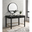 Pemberly Row Round Vanity Wall Mirror with Jewelry Tray Shelf in Black