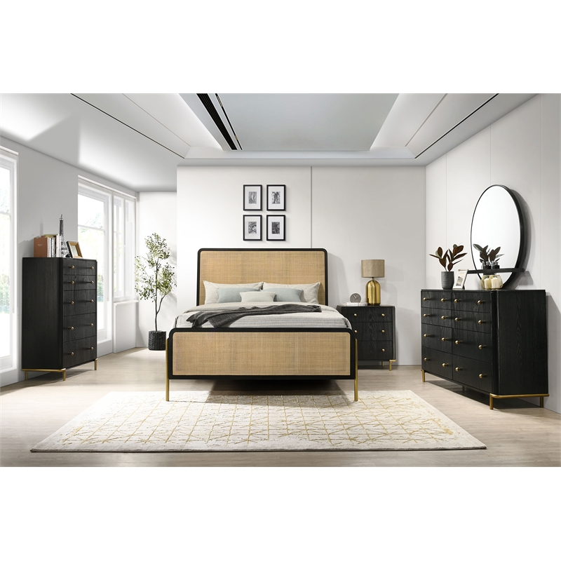 Pemberly Row 8-Drawer Dresser with Mirror and Jewelry Tray in Black
