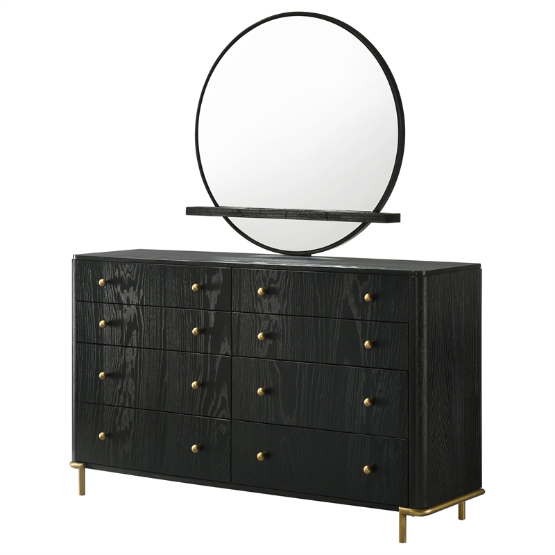 Pemberly Row 8-Drawer Dresser with Mirror and Jewelry Tray in Black