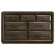 Pemberly Row 7-Drawer Transitional Wood Dresser Cabinet in Dark Oak