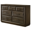 Pemberly Row 7-Drawer Transitional Wood Dresser Cabinet in Dark Oak