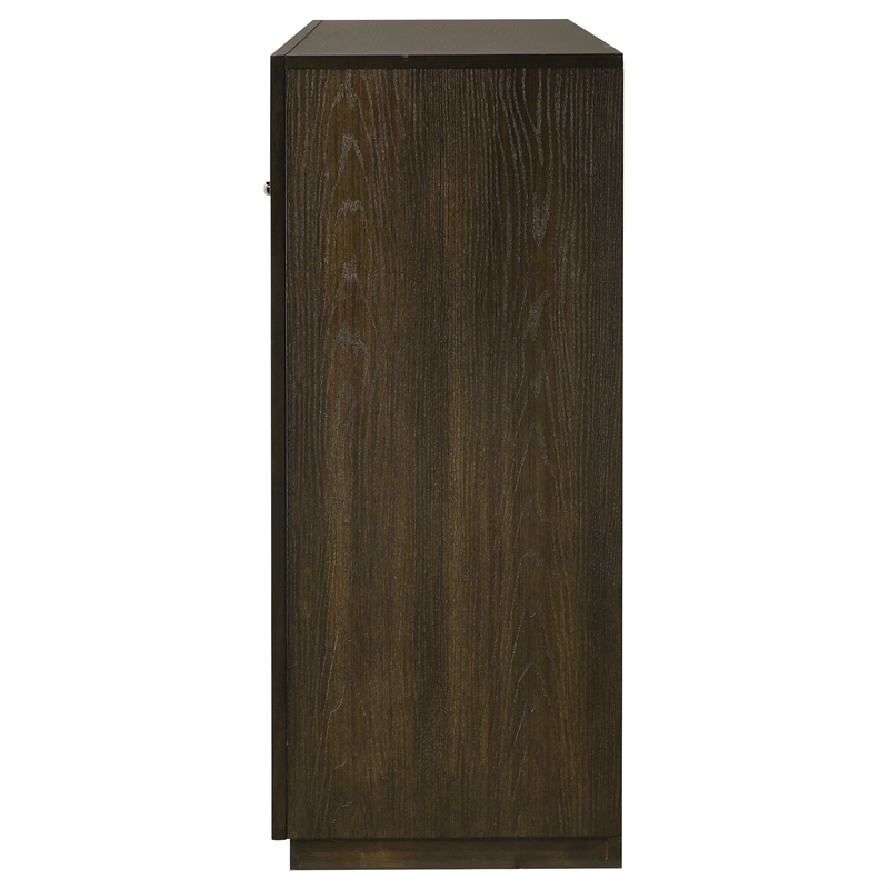 Pemberly Row 7-Drawer Transitional Wood Dresser Cabinet in Dark Oak