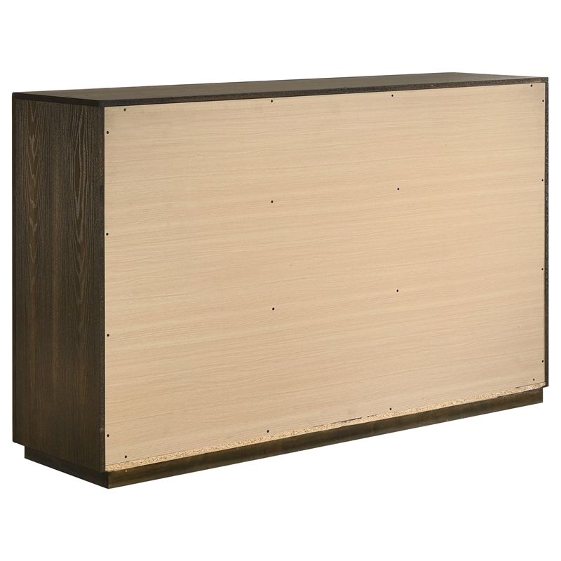 Pemberly Row 7-Drawer Transitional Wood Dresser Cabinet in Dark Oak
